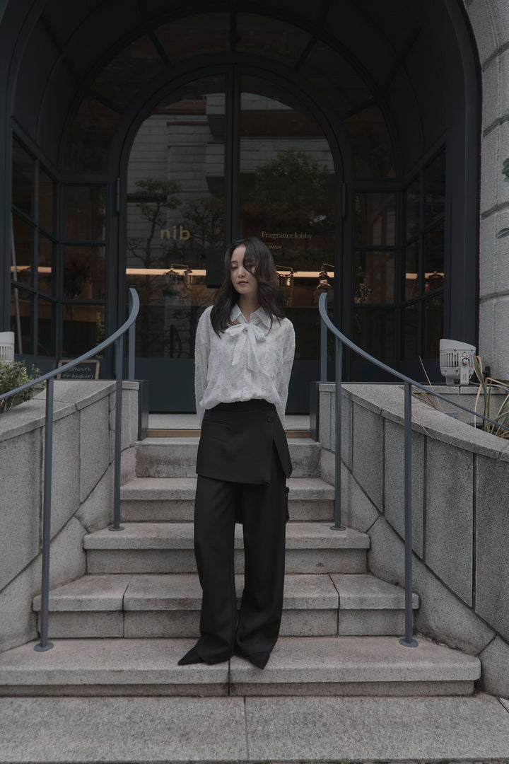 【SET】シアージャガードドットシャツ+ラップワイドパンツ(2set)