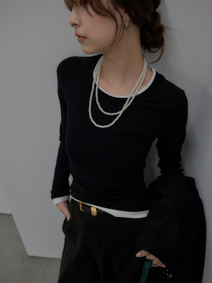 バイカラーレイヤードカットソー