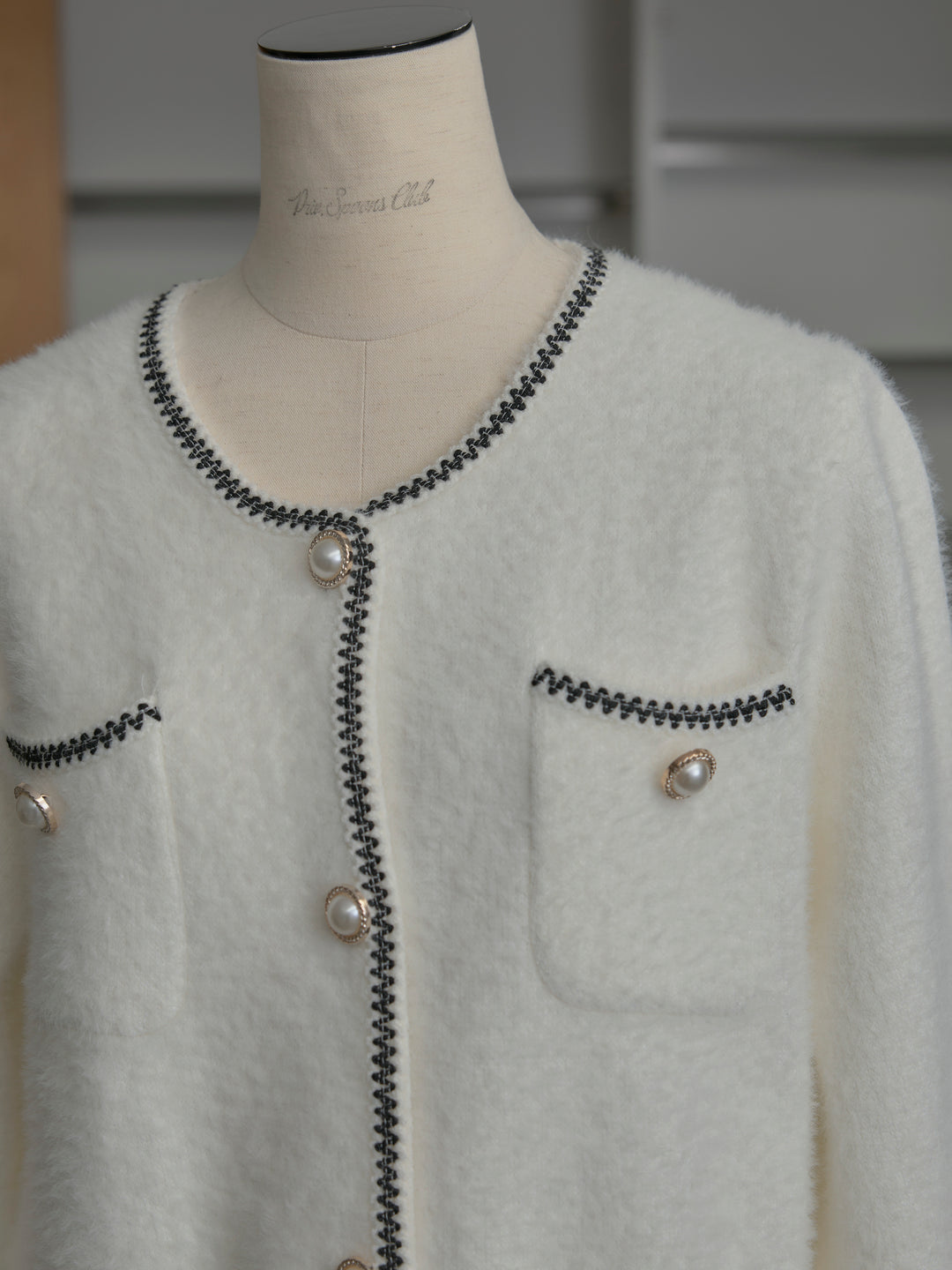 モヘアタッチパールボタンニットカーディガン