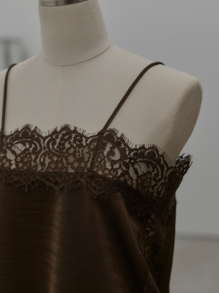 レースサテンキャミソール