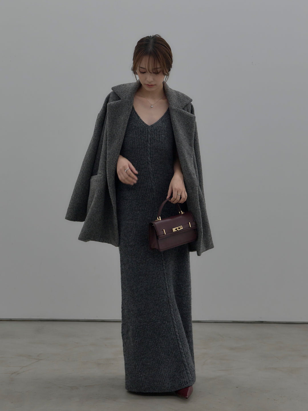 リュクスリブニットロングドレス