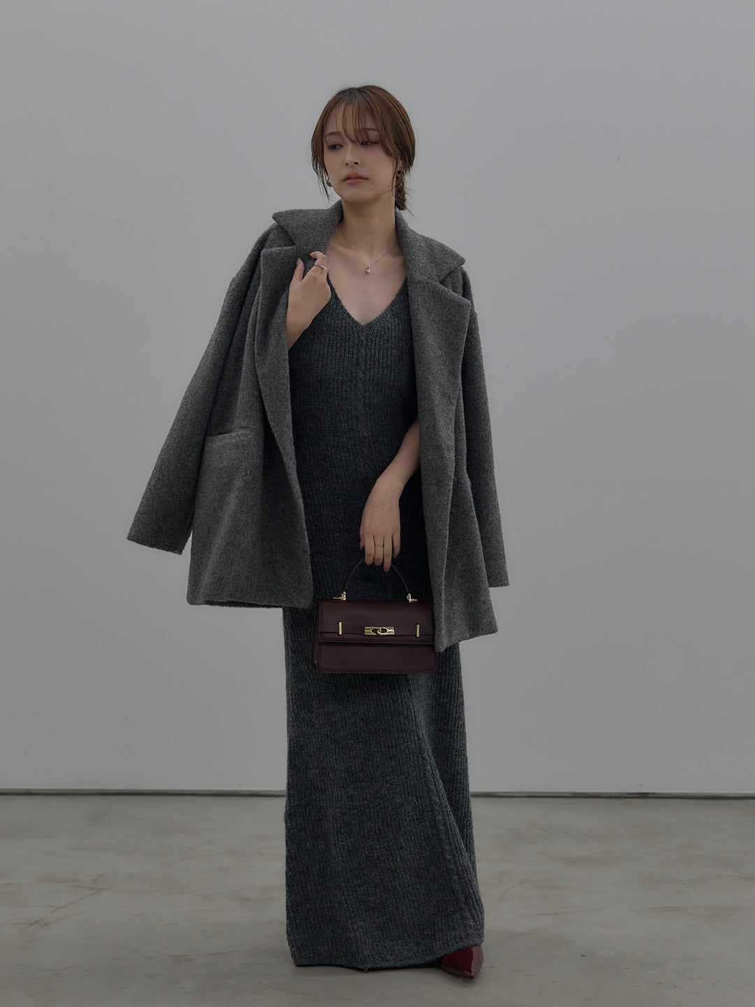 リュクスリブニットロングドレス