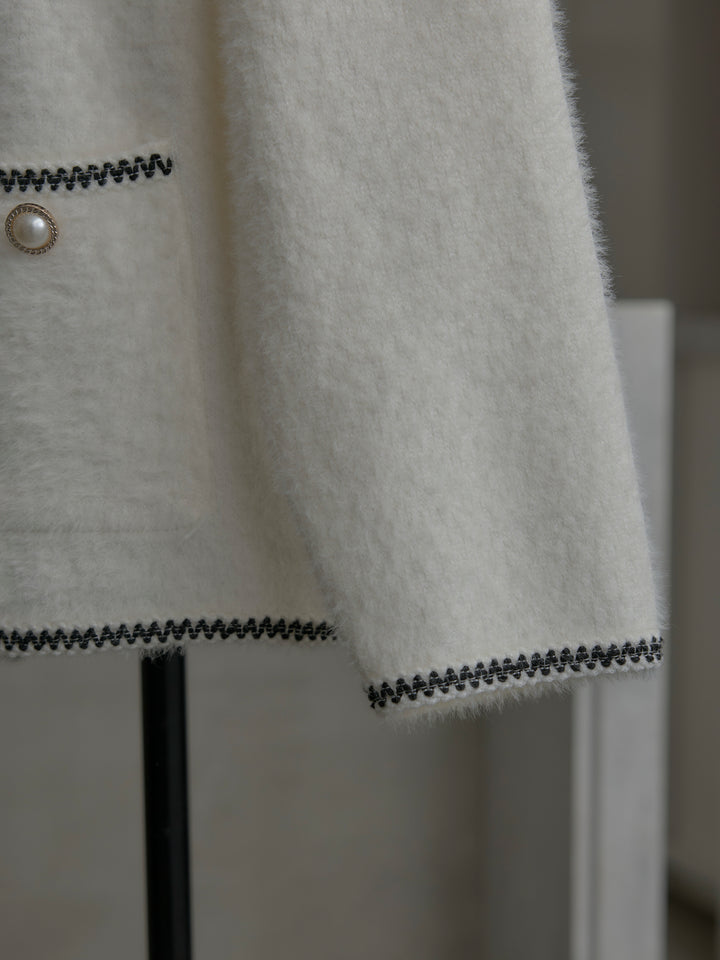 モヘアタッチパールボタンニットカーディガン