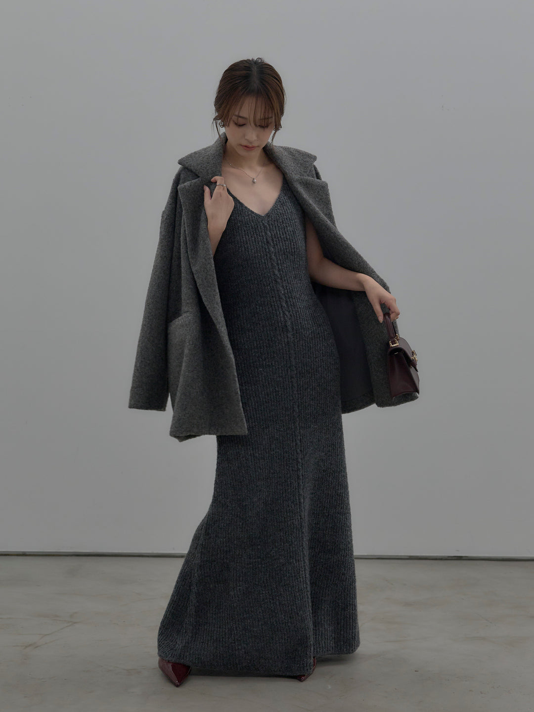 リュクスリブニットロングドレス
