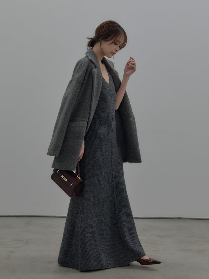 リュクスリブニットロングドレス