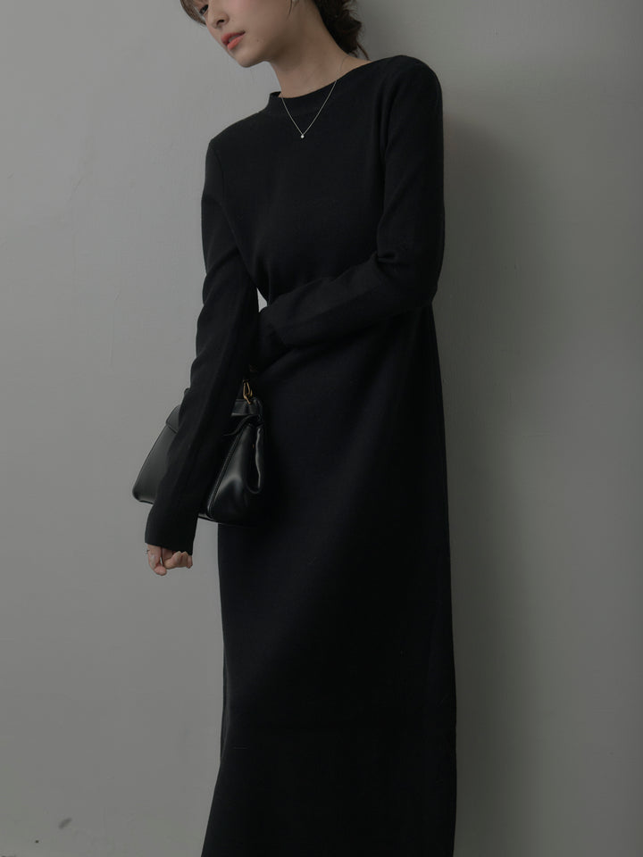 バックリボンニットロングワンピース