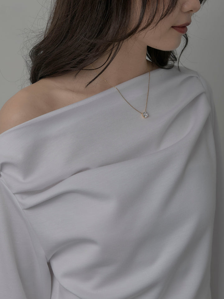 【Essential】2wayショルダードレープカットトップス