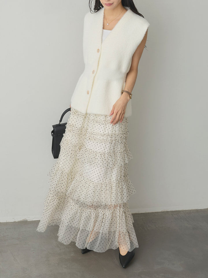 [予約]ドットチュールティアードスカート