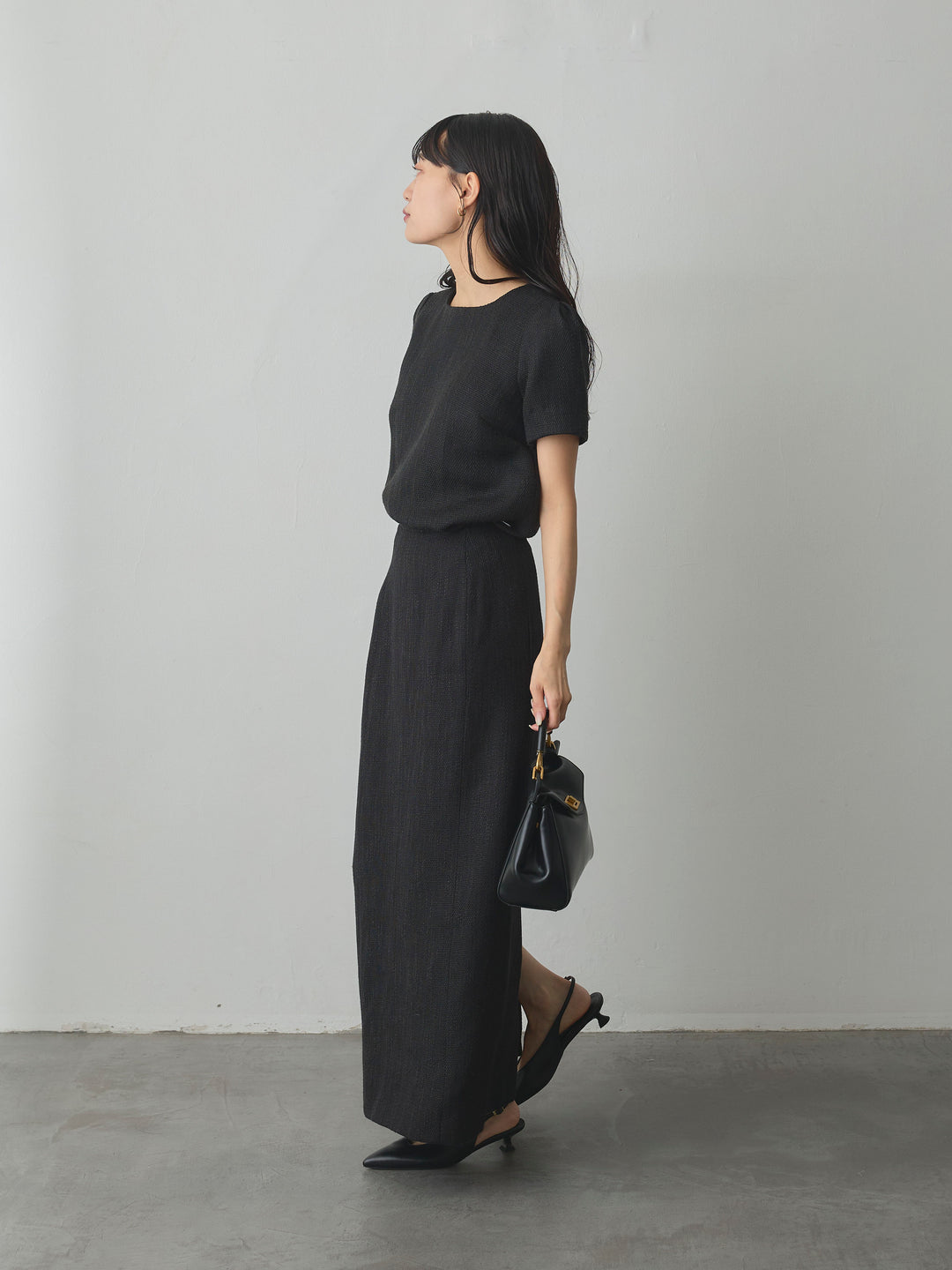 【Essential】ツイードハーフスリーブトップス