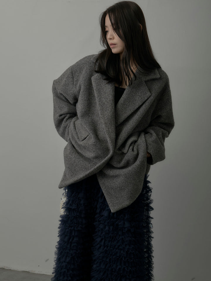 【SET】【Essential】オーバーサイズジャケットコート+ドラマチックフリルチュールスカート(2set)