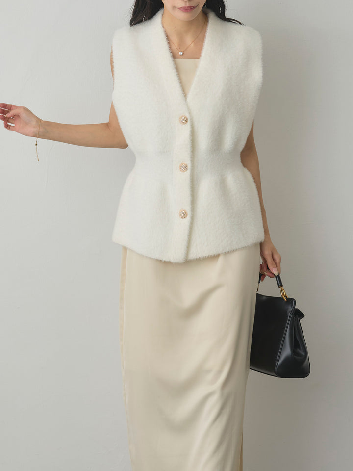 [予約]シャギーニットペプラムベスト