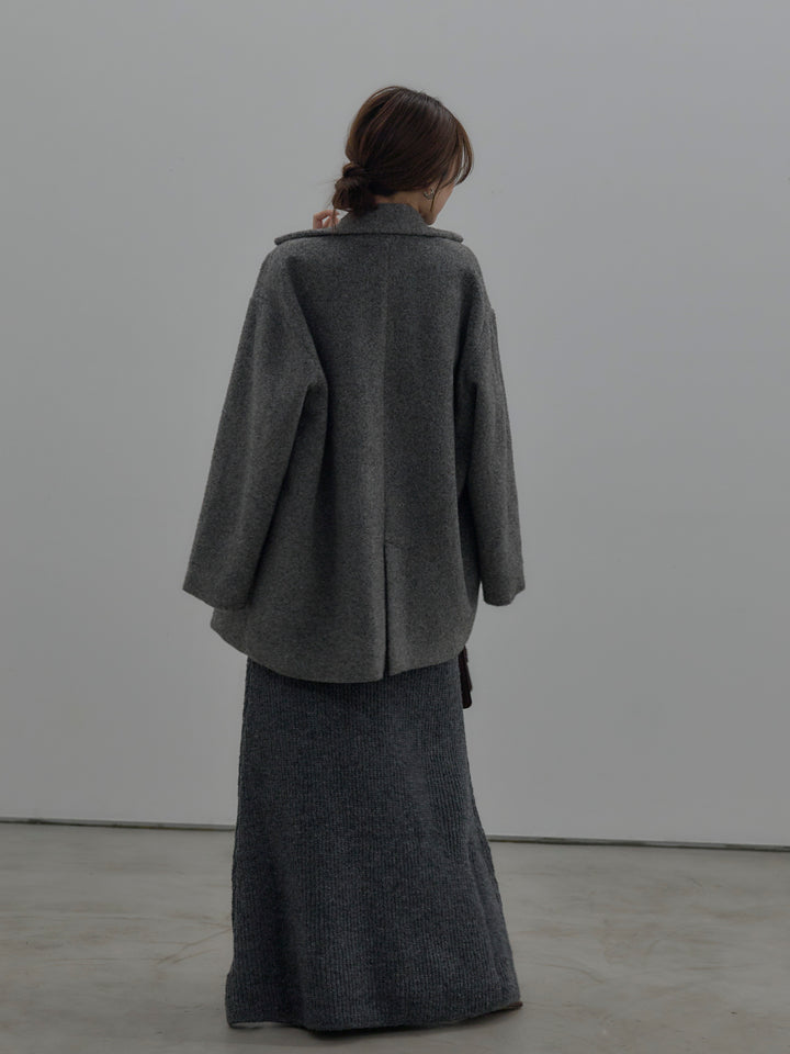 【SET】【Essential】オーバーサイズジャケットコート+リュクスリブニットロングドレス(2set)