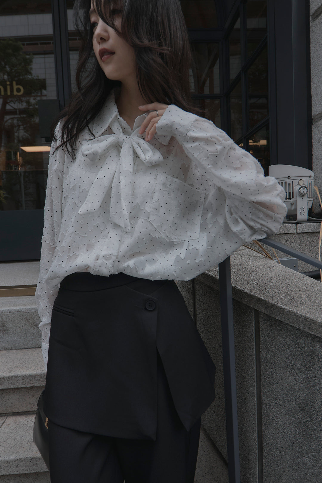 【SET】シアージャガードドットシャツ+ラップワイドパンツ(2set)