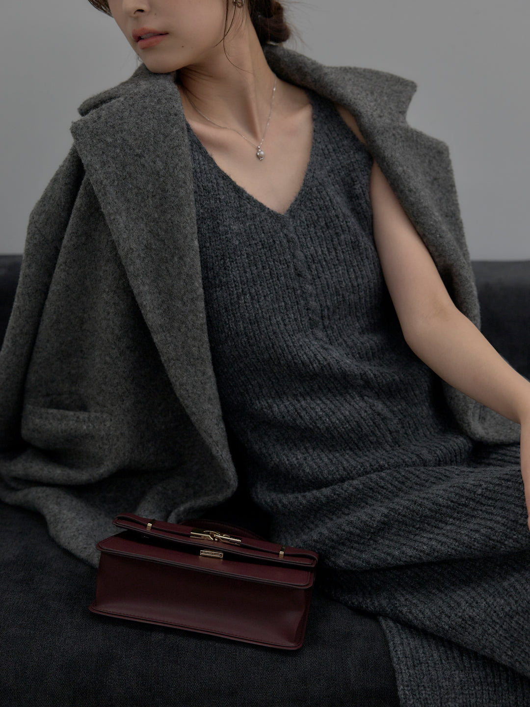 リュクスリブニットロングドレス