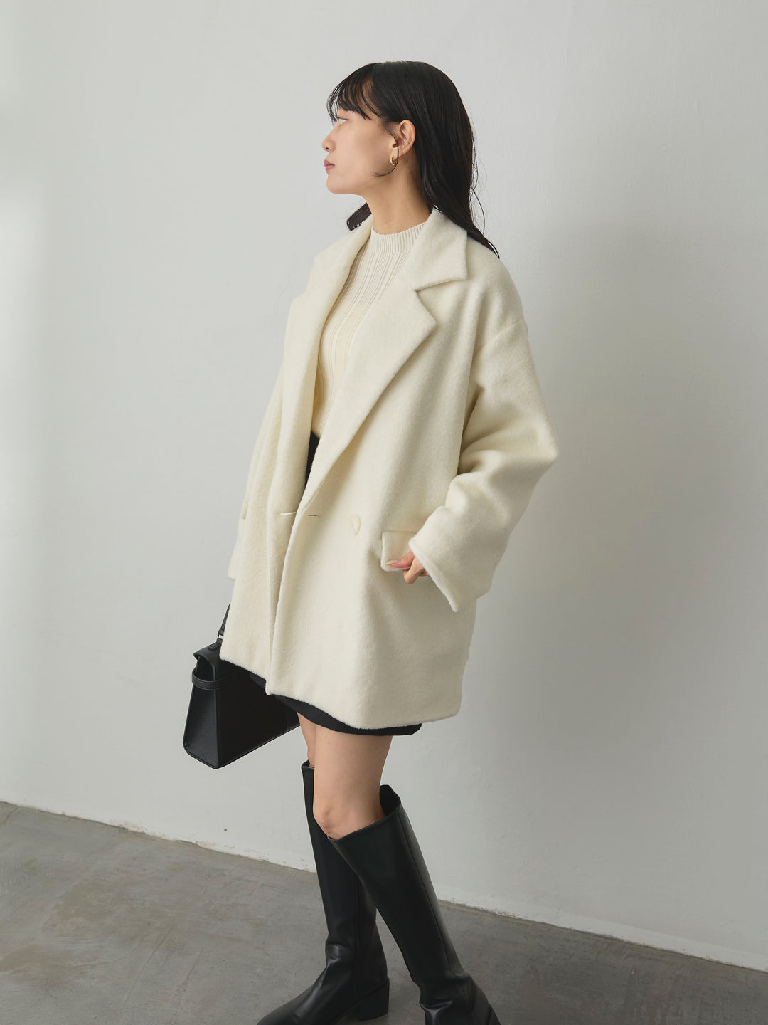 【SET】【Essential】オーバーサイズジャケットコート+【Essential】ウールタッチミニスカート(2set)