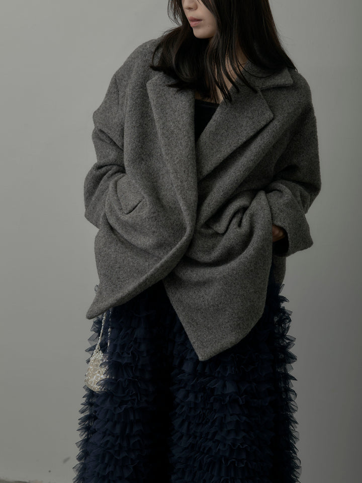 【SET】【Essential】オーバーサイズジャケットコート+ドラマチックフリルチュールスカート(2set)