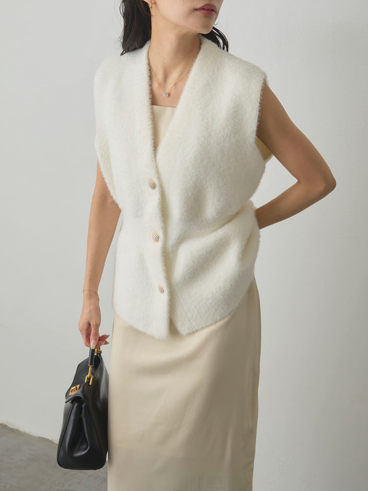 [予約]シャギーニットペプラムベスト