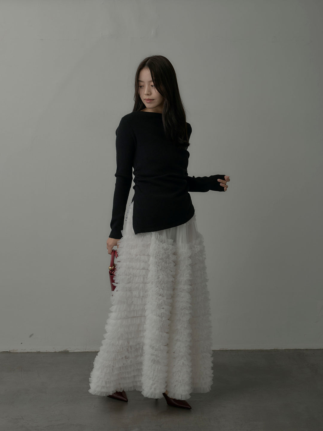 ドラマチックフリルチュールスカート