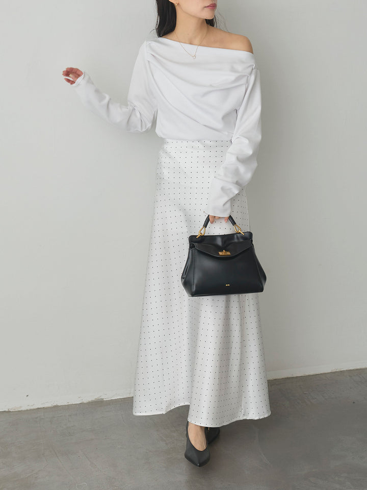 【Essential】2wayショルダードレープカットトップス