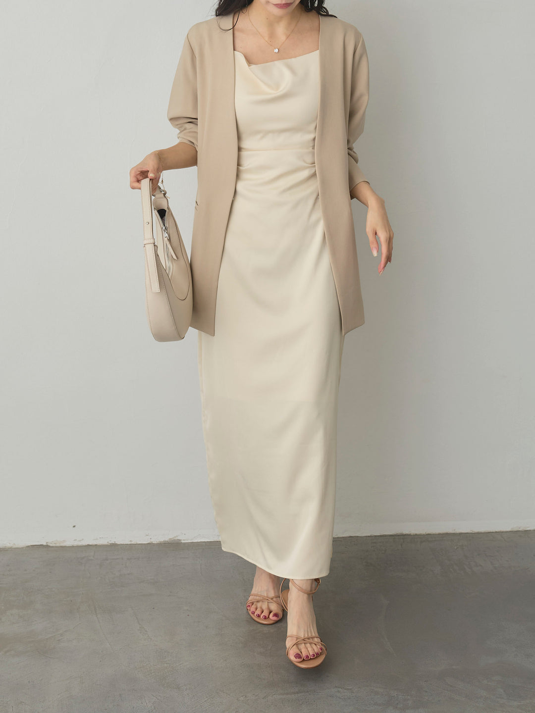 【Essential】フロントホックノーカラージャケット