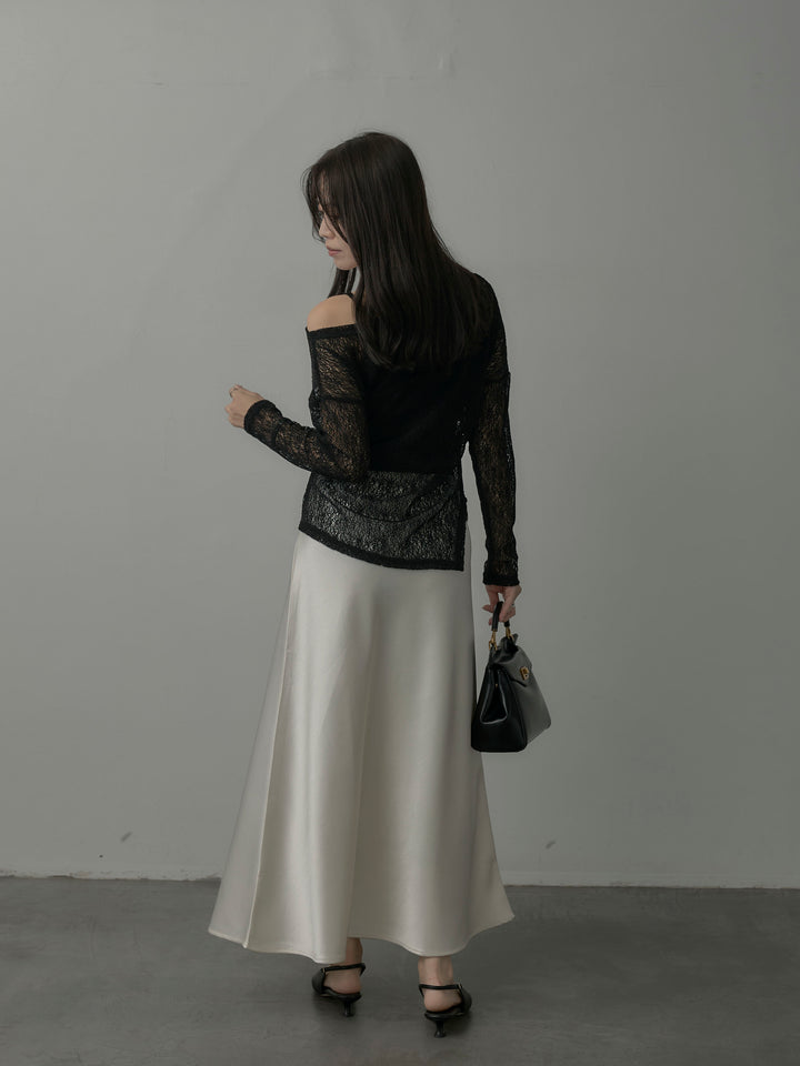 【SET】【インナー付き】シアーレーストップス+ヘビーサテンAラインスカート(2set)