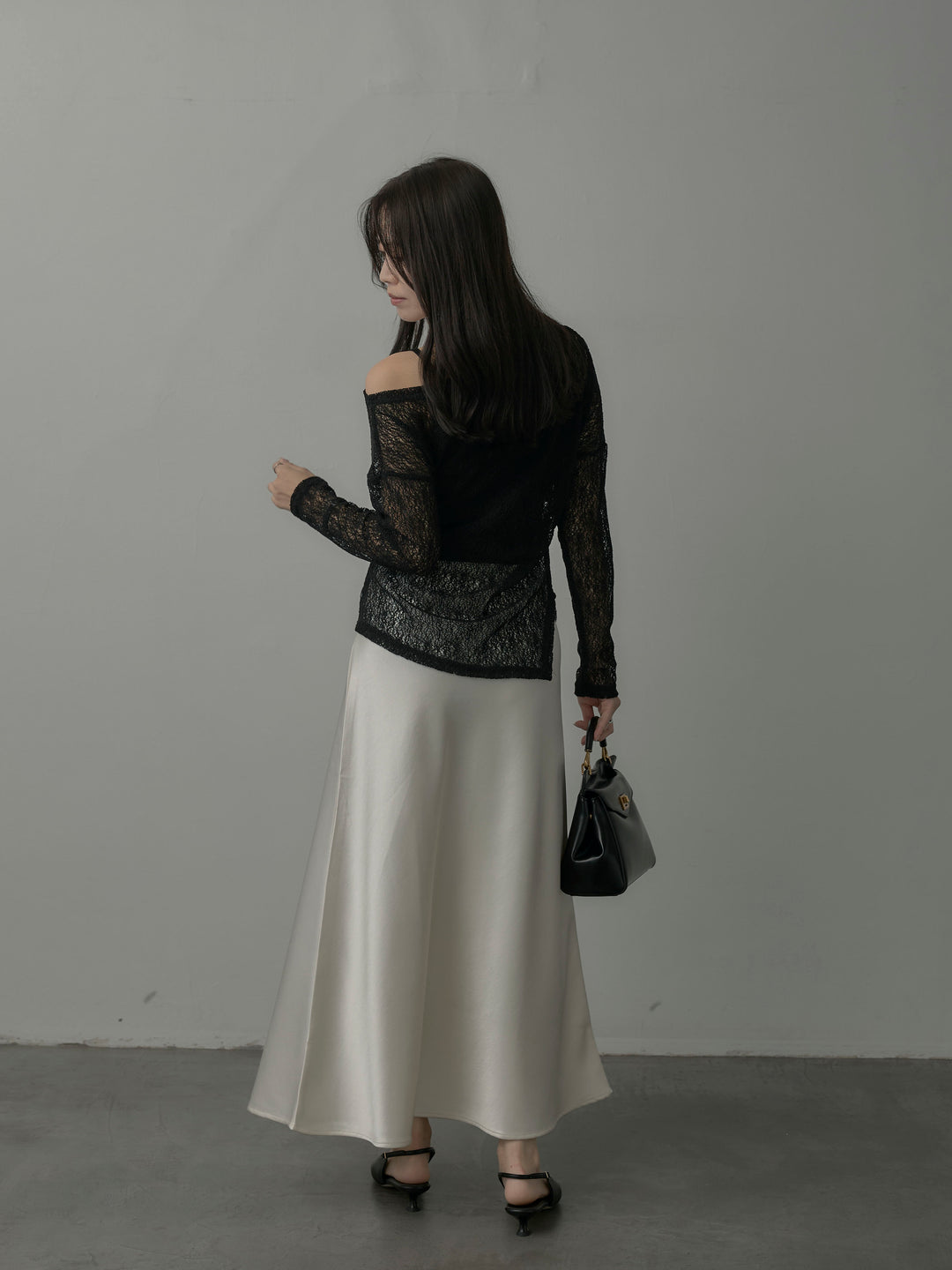 【SET】マフラー付き2WAYケープコート+【インナー付き】シアーレーストップス+ヘビーサテンAラインスカート(3set)