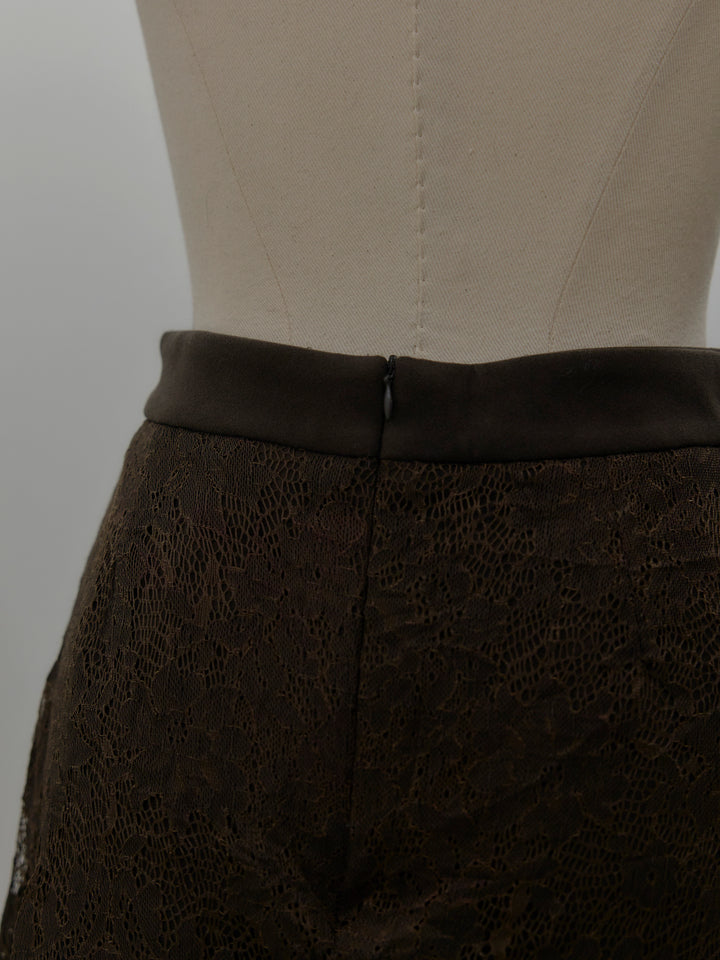 レースレイヤードセミフレアパンツ