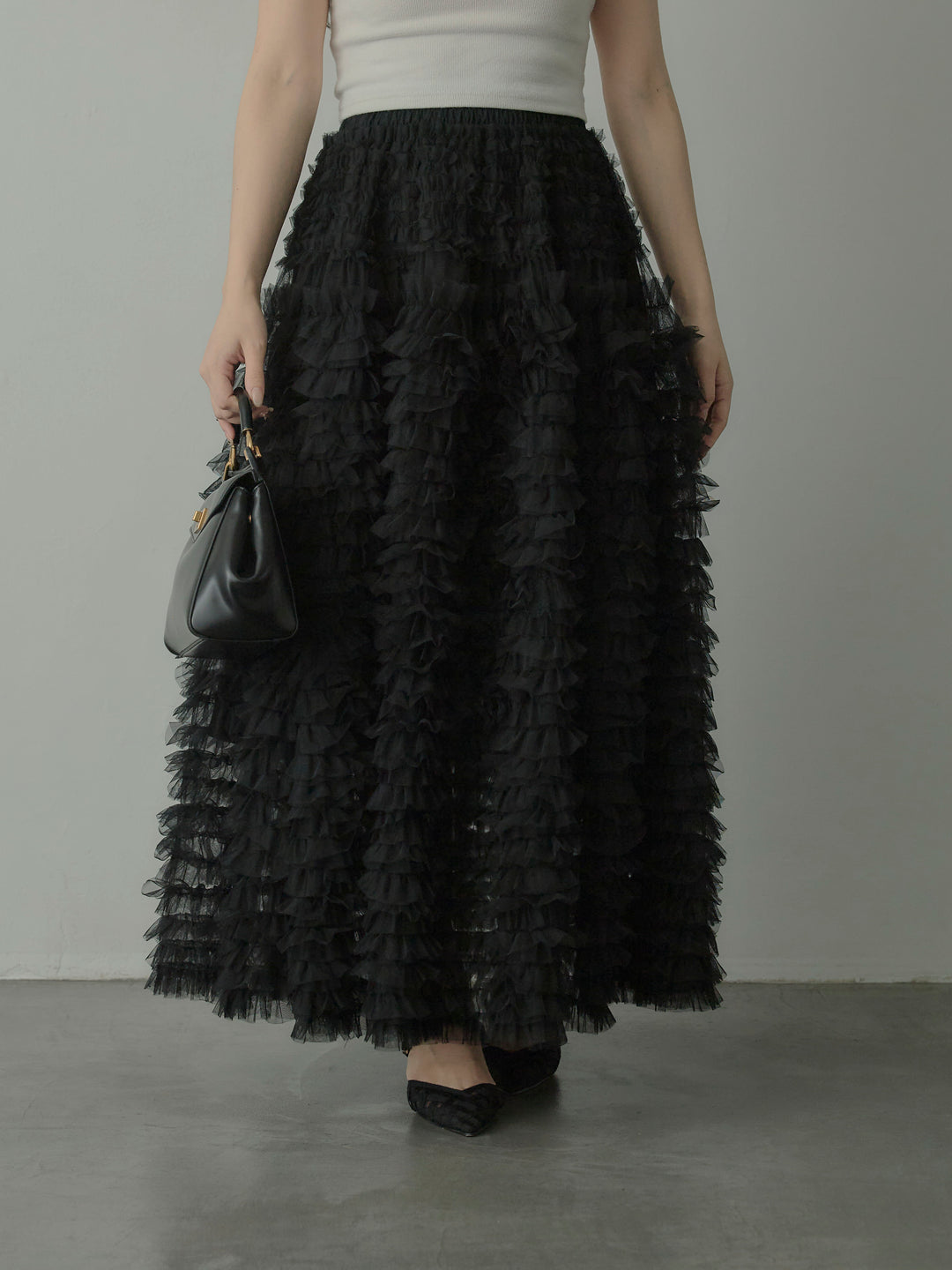 ドラマチックフリルチュールスカート
