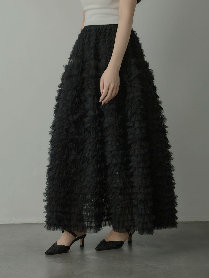 ドラマチックフリルチュールスカート
