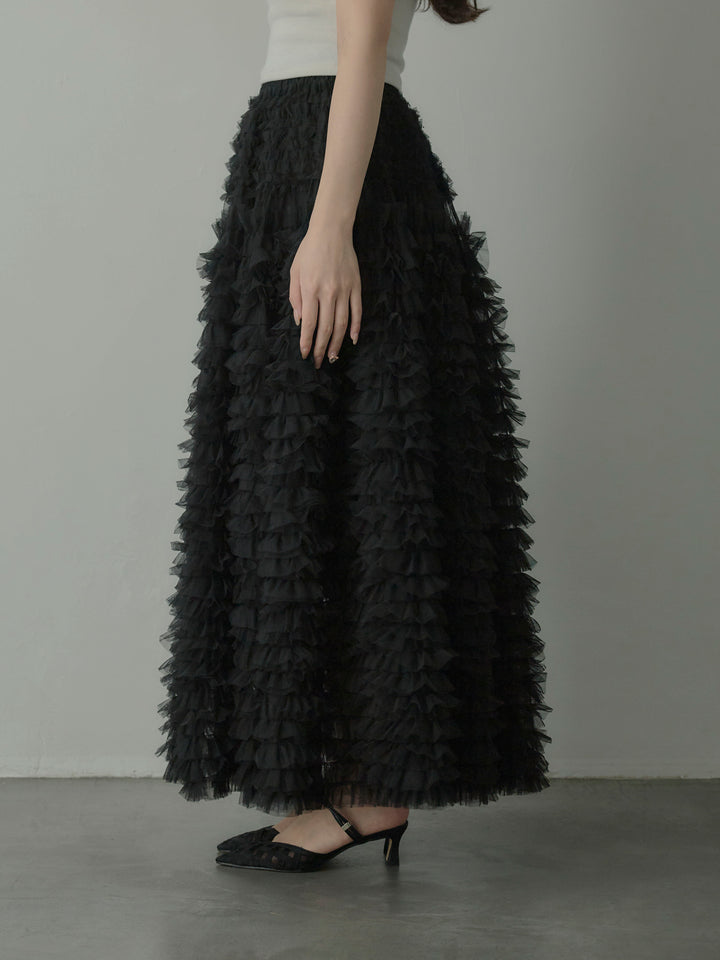 ドラマチックフリルチュールスカート