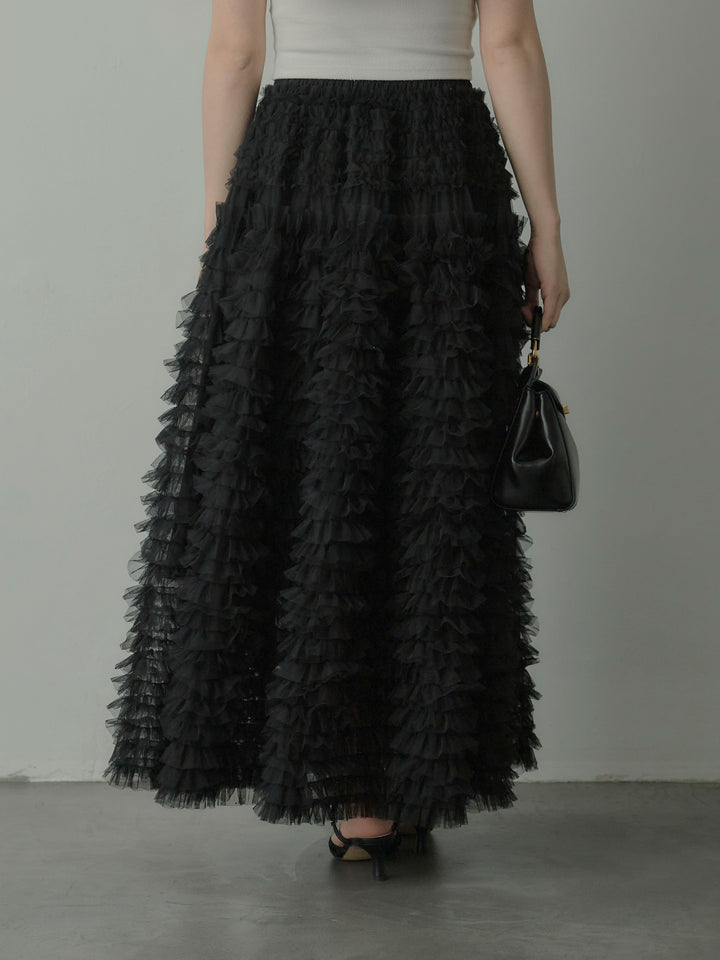 ドラマチックフリルチュールスカート