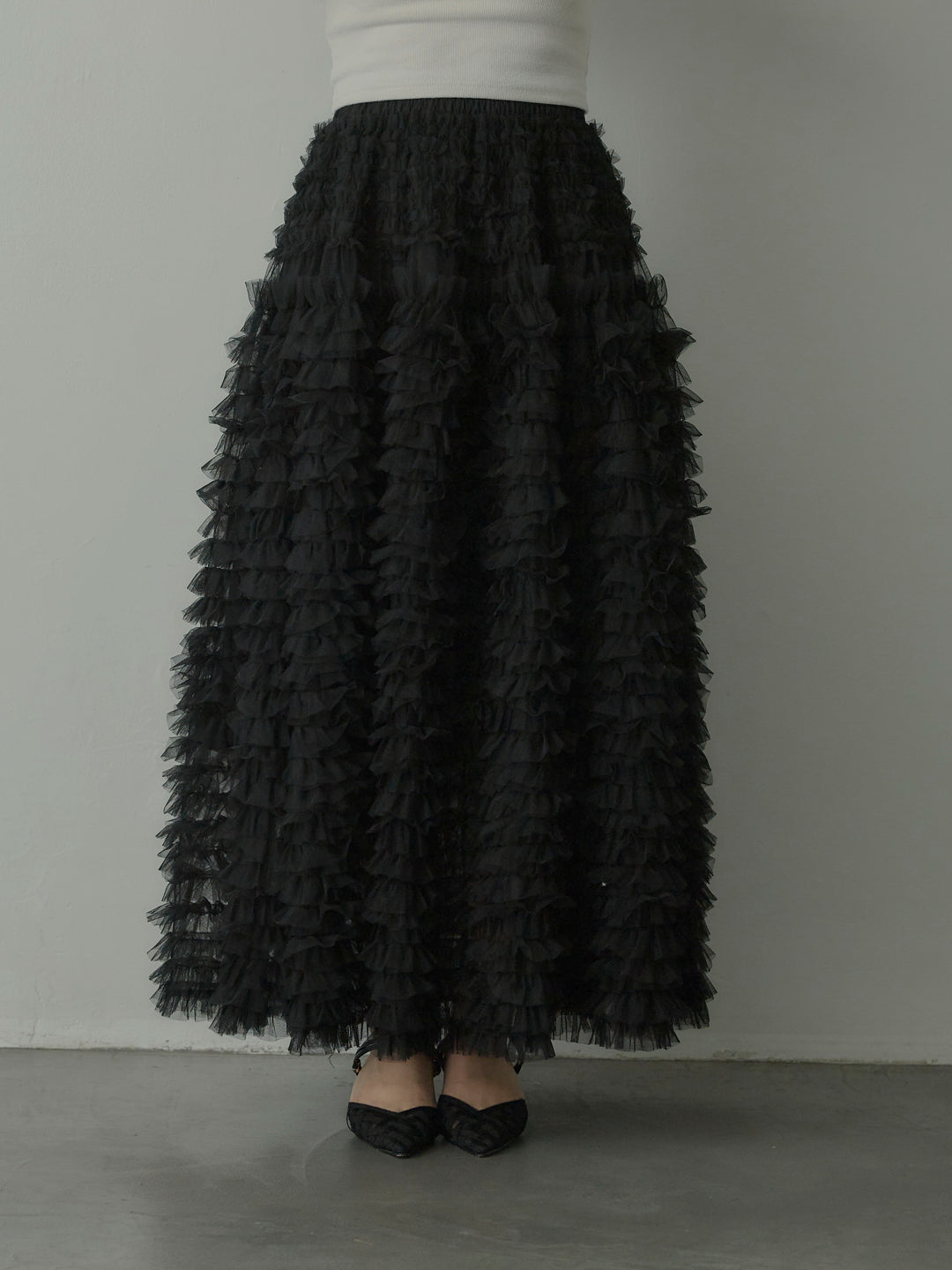 ドラマチックフリルチュールスカート