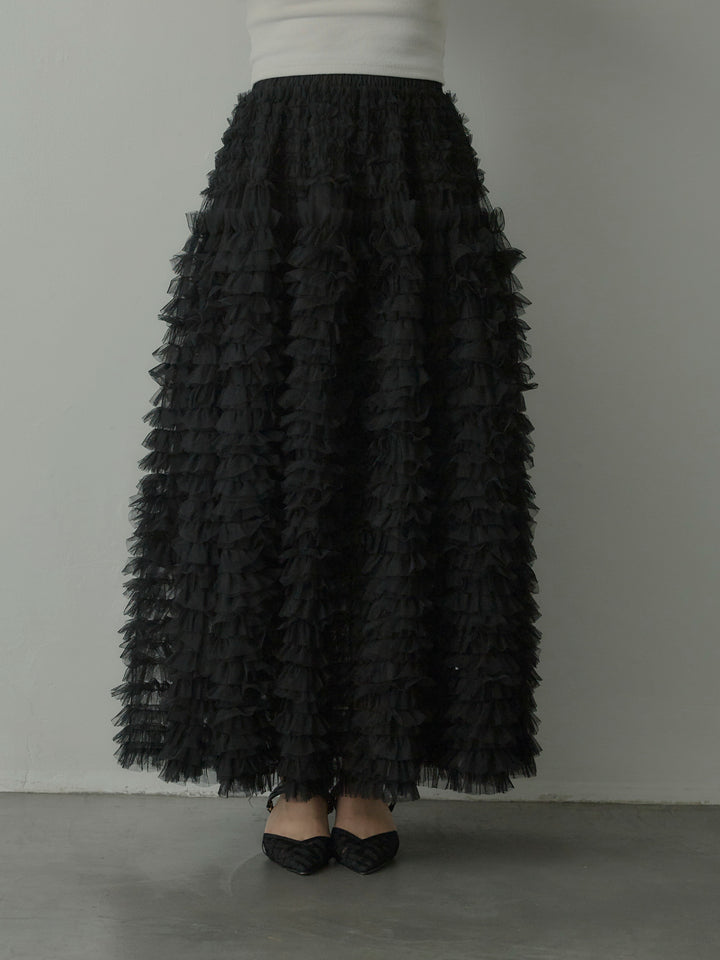 ドラマチックフリルチュールスカート