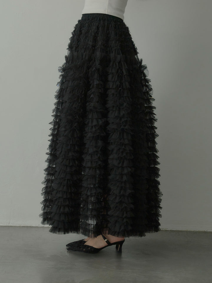 ドラマチックフリルチュールスカート