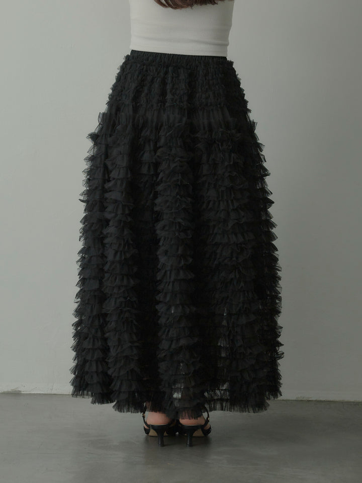 ドラマチックフリルチュールスカート