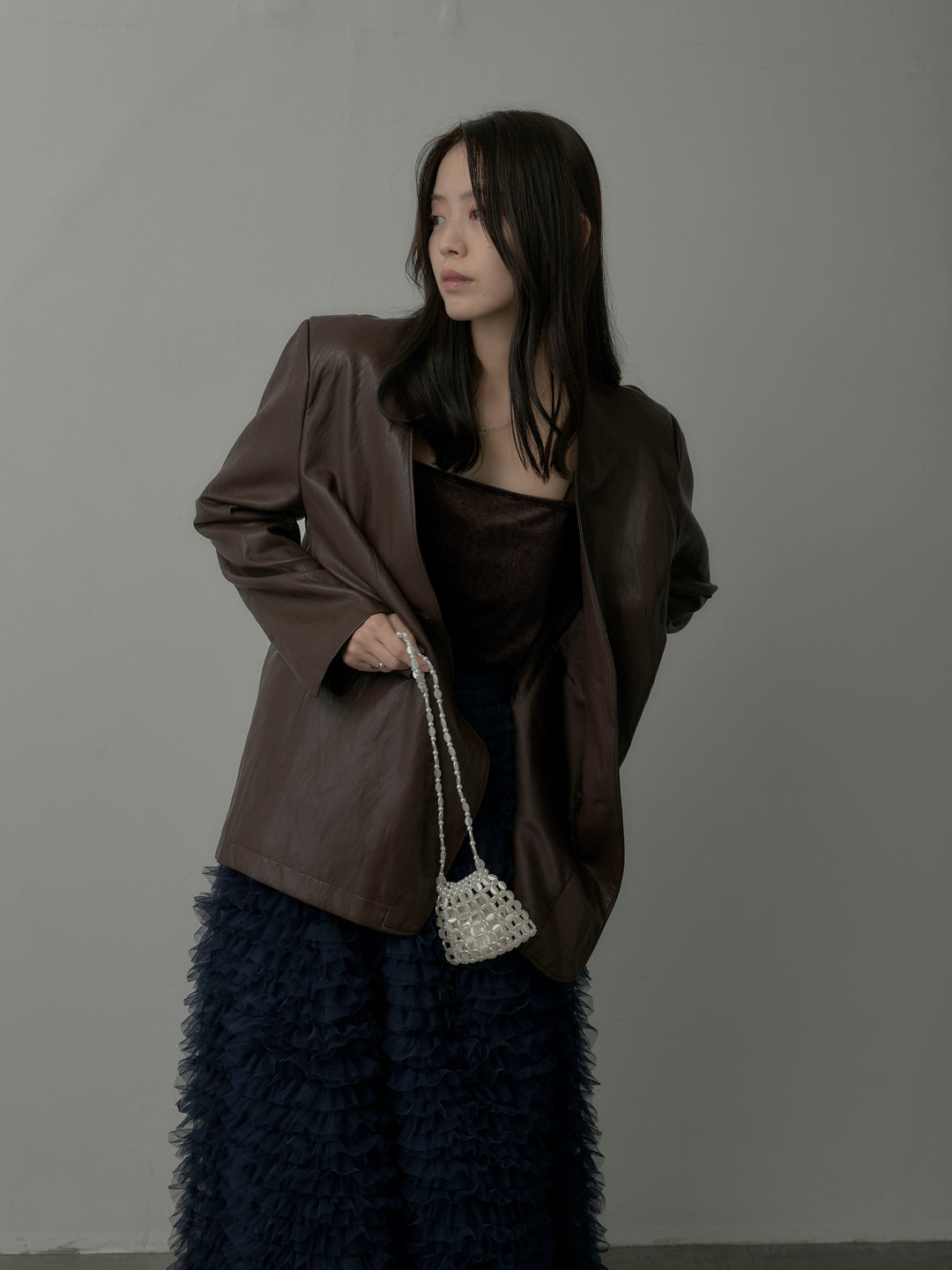 レザーノーカラージャケット