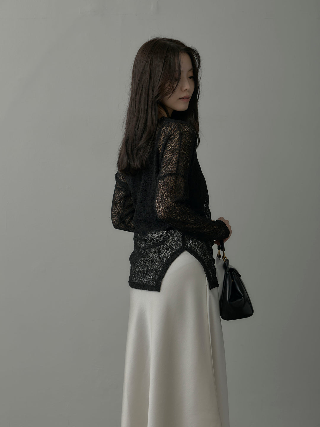 【SET】マフラー付き2WAYケープコート+【インナー付き】シアーレーストップス+ヘビーサテンAラインスカート(3set)