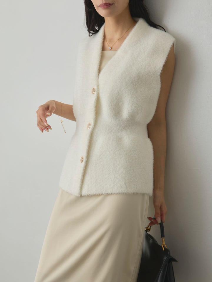 [予約]シャギーニットペプラムベスト