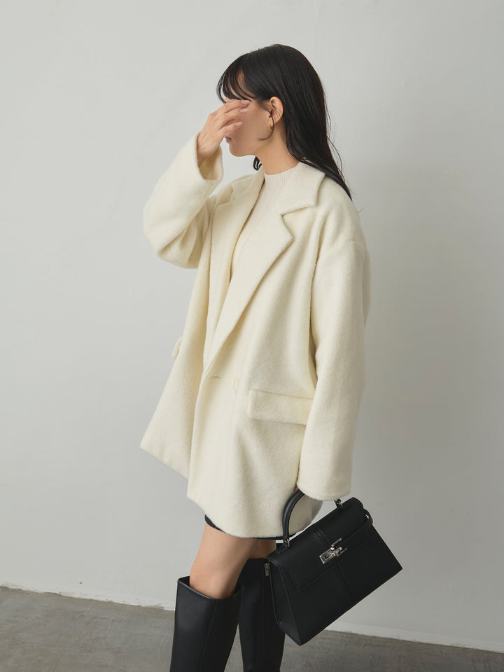 【SET】【Essential】オーバーサイズジャケットコート+【Essential】ウールタッチミニスカート(2set)