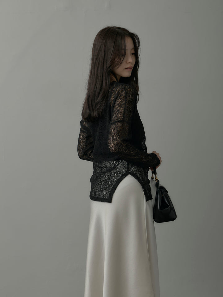 【SET】【インナー付き】シアーレーストップス+ヘビーサテンAラインスカート(2set)