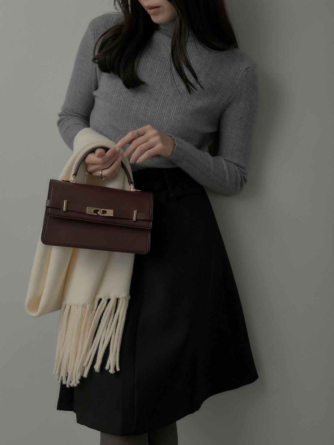 リブニットタートルネック