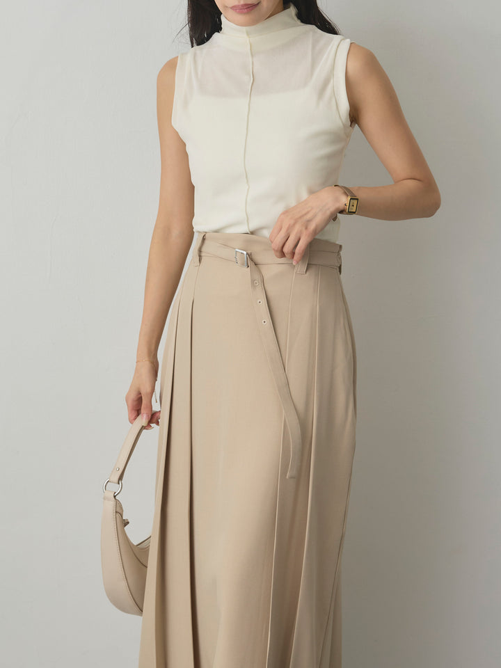 【Essential】ベルト付きサイドタックスカート