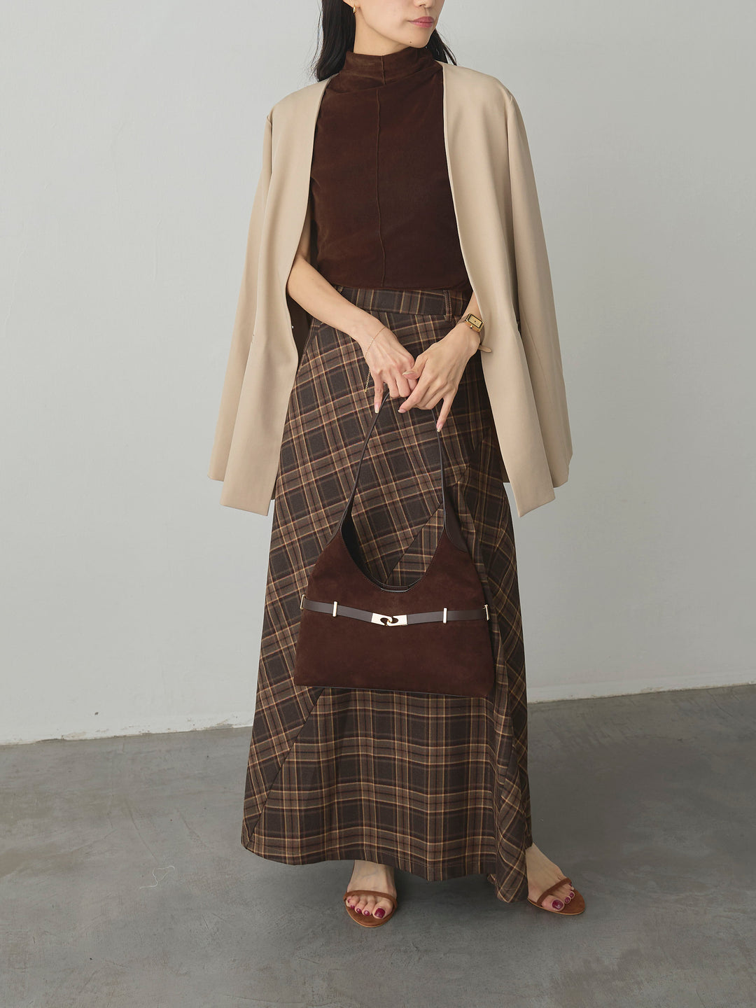 【Essential】フロントホックノーカラージャケット