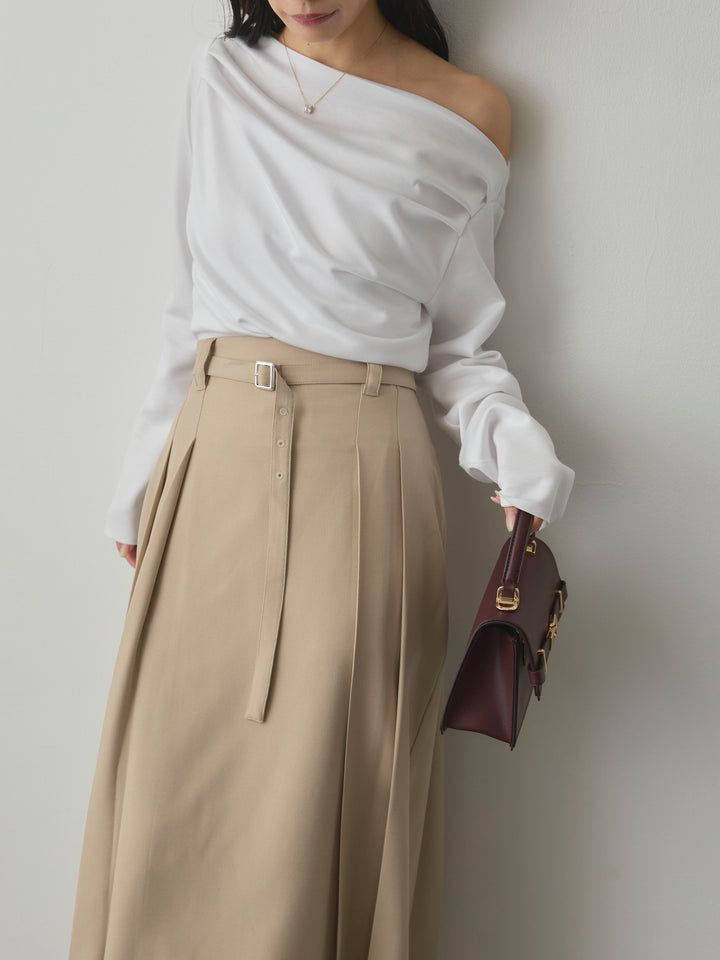 【Essential】2wayショルダードレープカットトップス