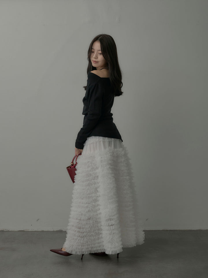 ドラマチックフリルチュールスカート