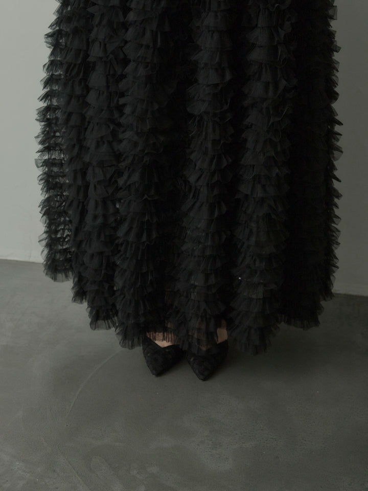 ドラマチックフリルチュールスカート