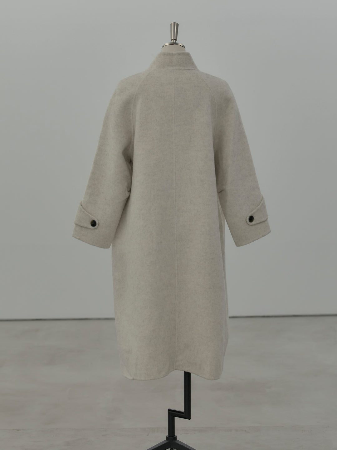 スタンドカラー起毛ウールタッチロングコート