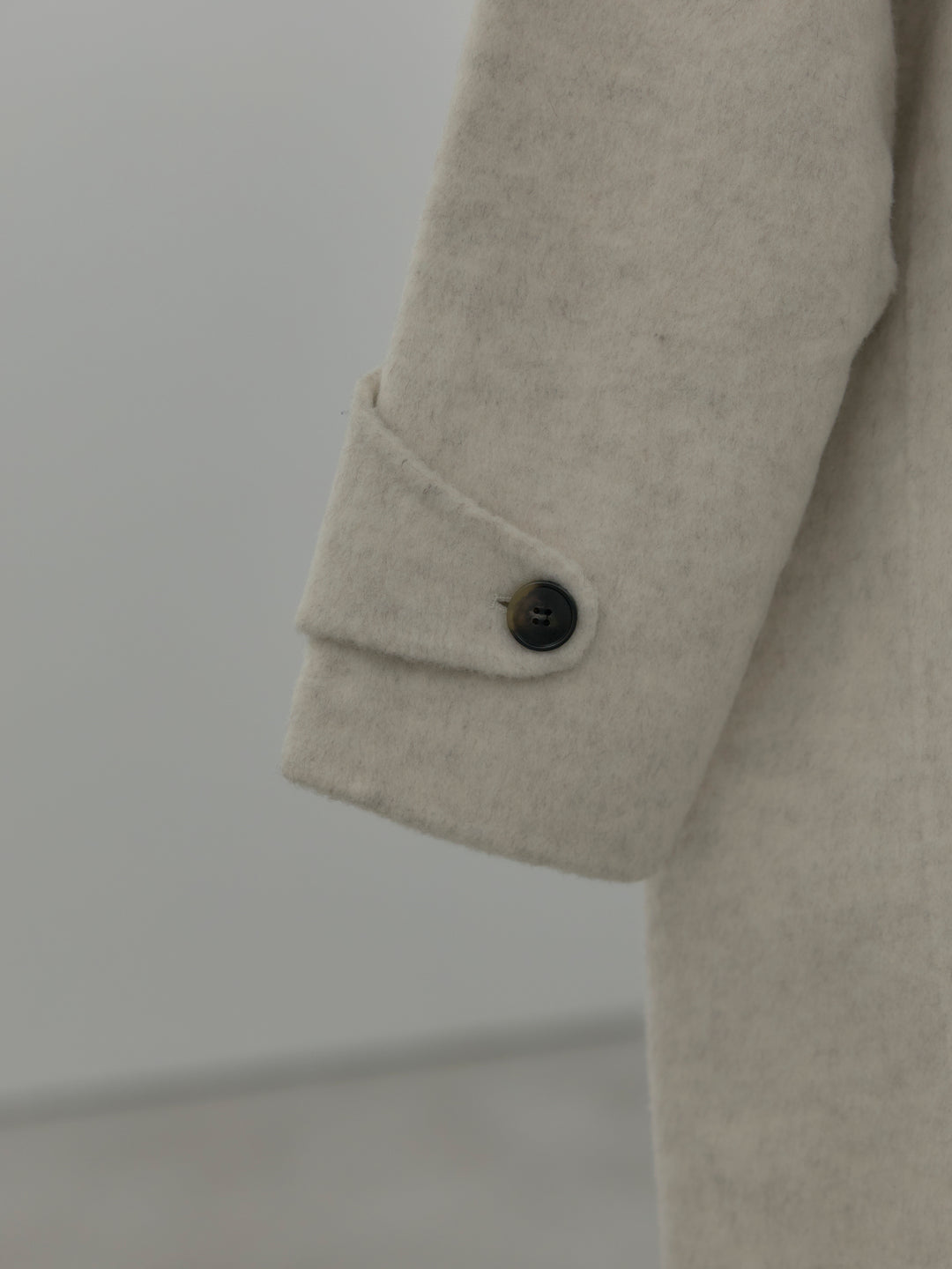 スタンドカラー起毛ウールタッチロングコート