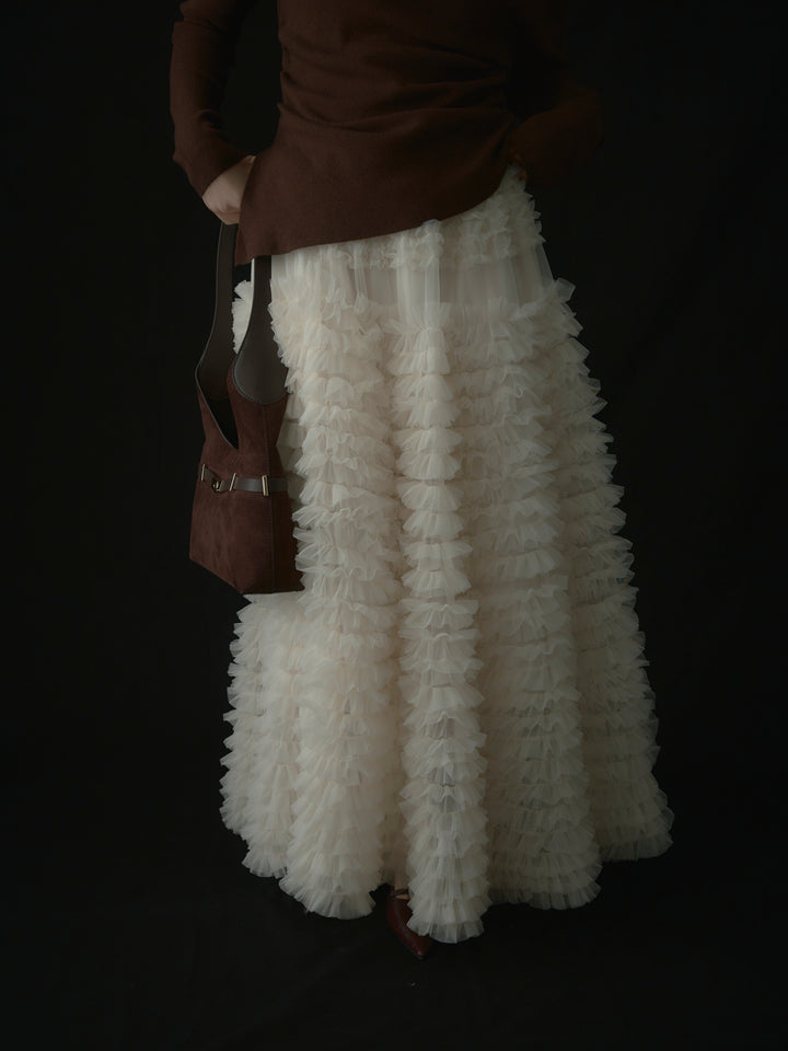 ドラマチックフリルチュールスカート