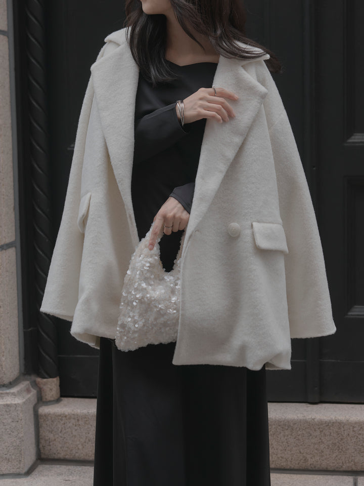 【Essential】ハートネックロングスリーブサテンワンピース